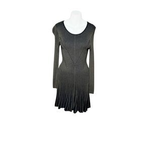 Express olive and black striped knit long sleeve sweater dress size M